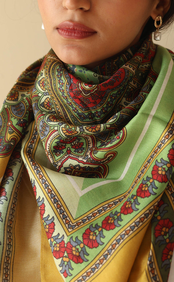 Canary Paisley Silk Scarf