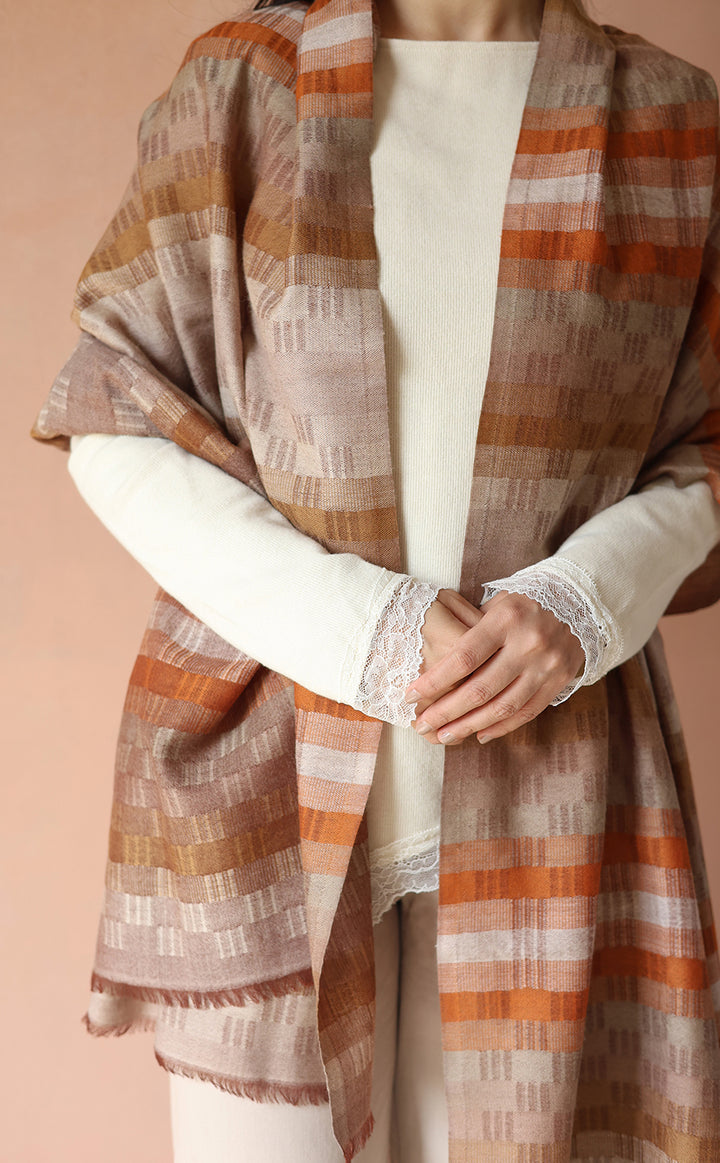 Cinnamon Weave Merino Stole