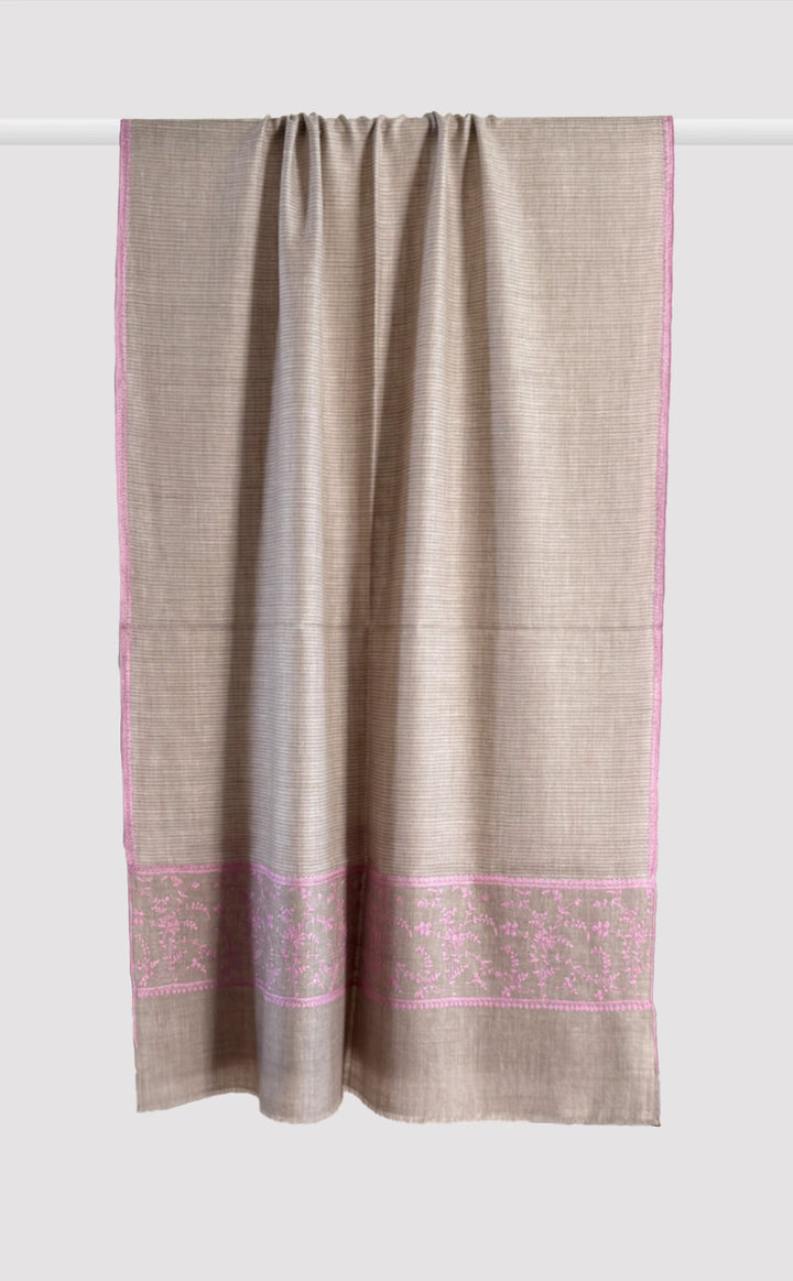 Pashmina Hand-Embroidered Rose Briar Stole