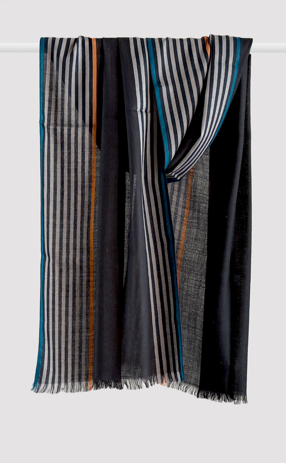 Charcoal Striped Merino Muffler