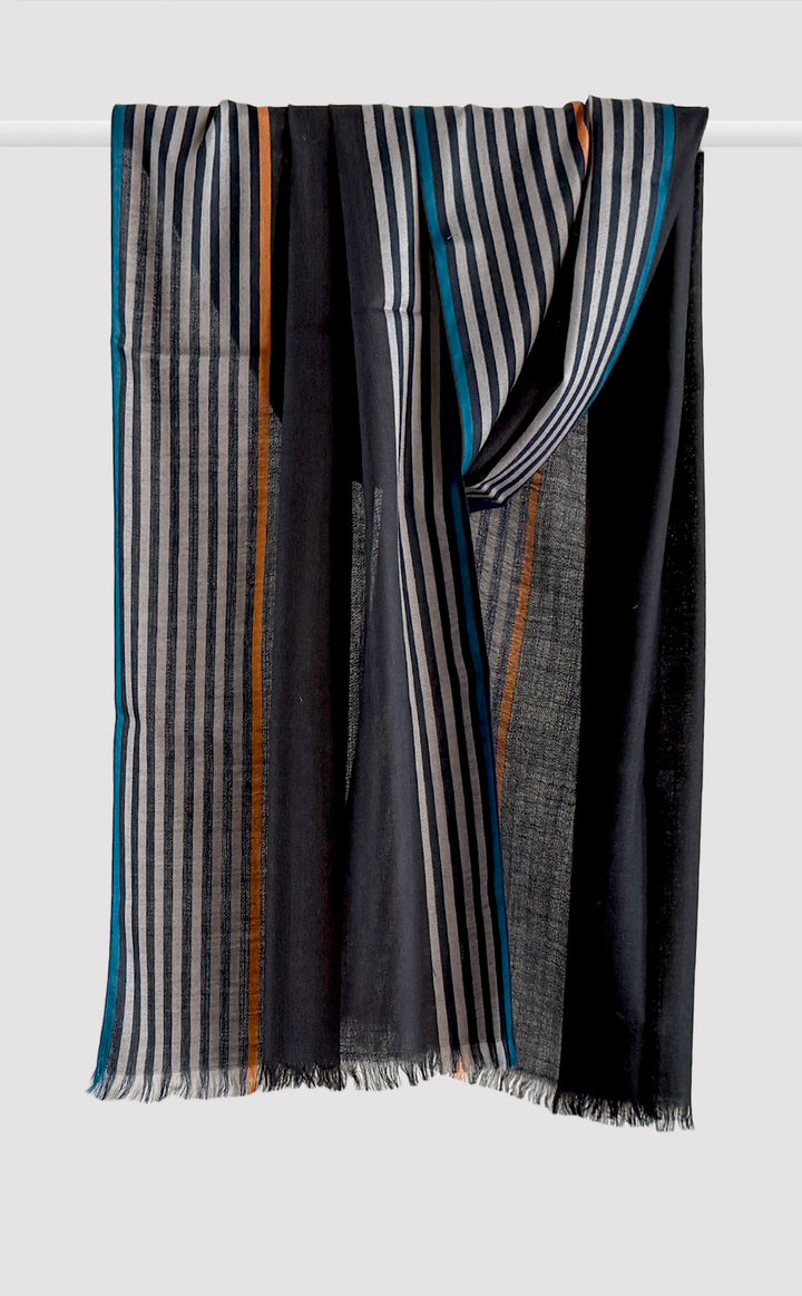 Charcoal Striped Merino Muffler