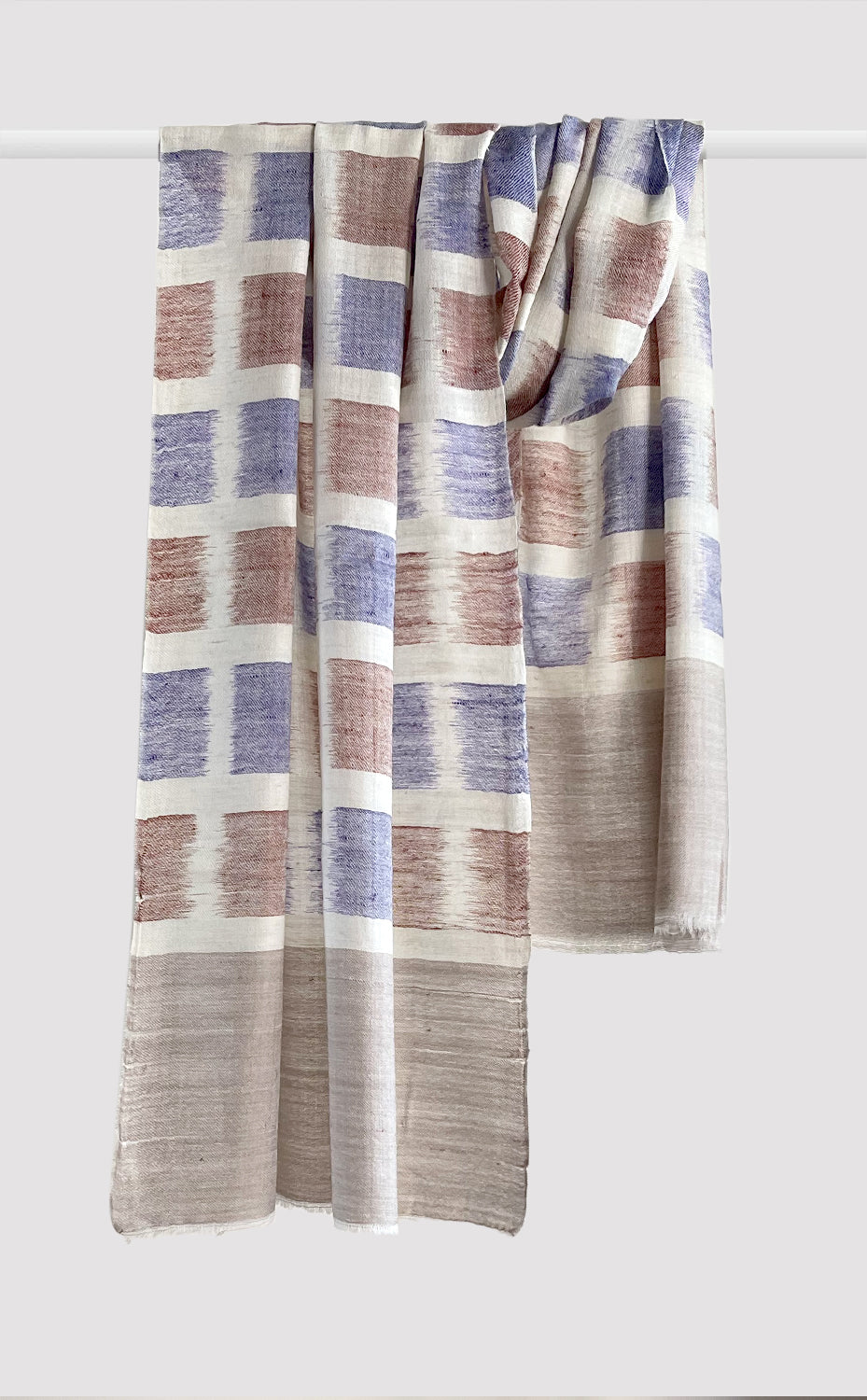 Pashmina Rust and Blue Checked Stole