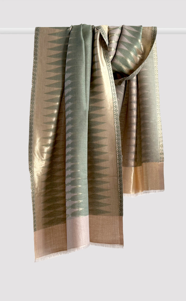 Seafoam Ikat Zari Stole