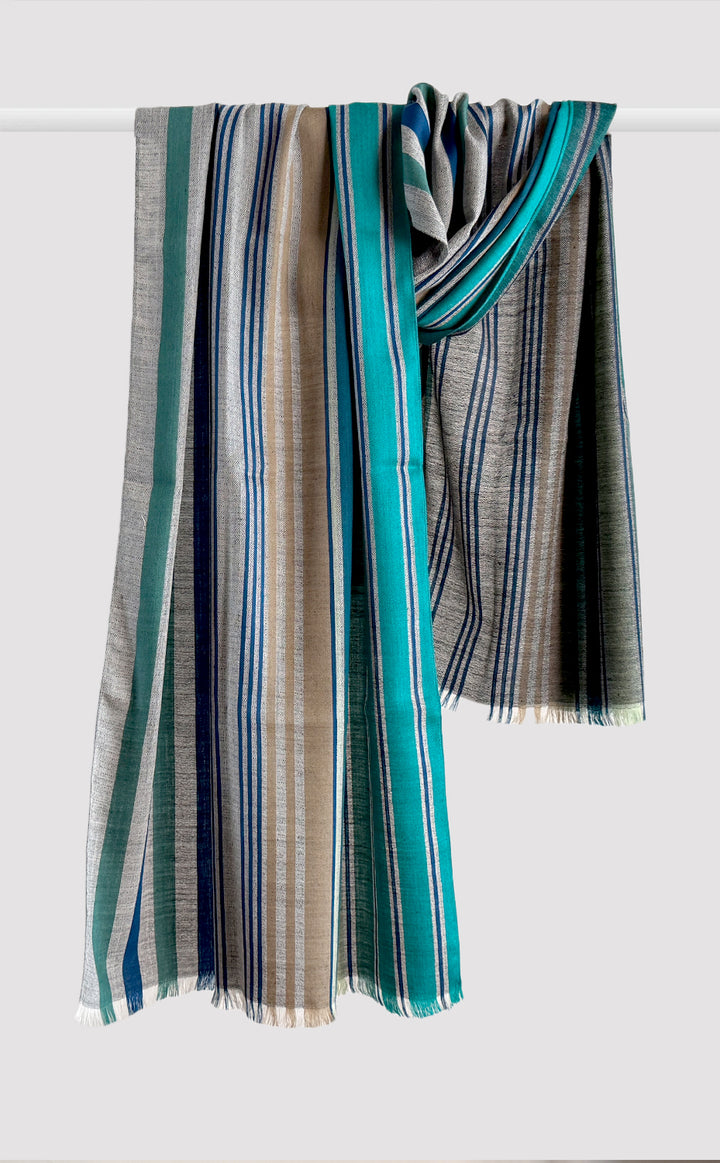 Aquamarine Striped Charm Stole