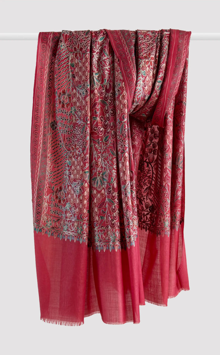 Rubine Spring Aari Embroidery Shawl