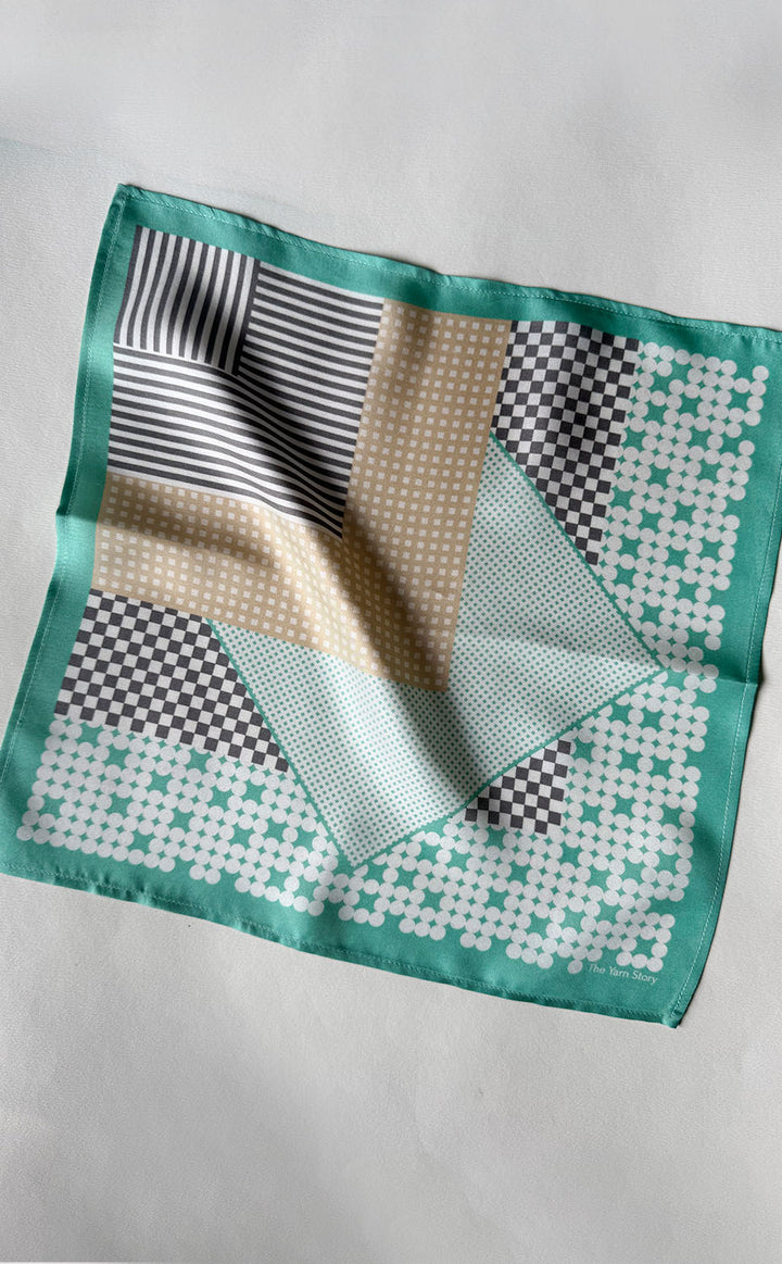 Puzzle Lime Beige Pocket Square