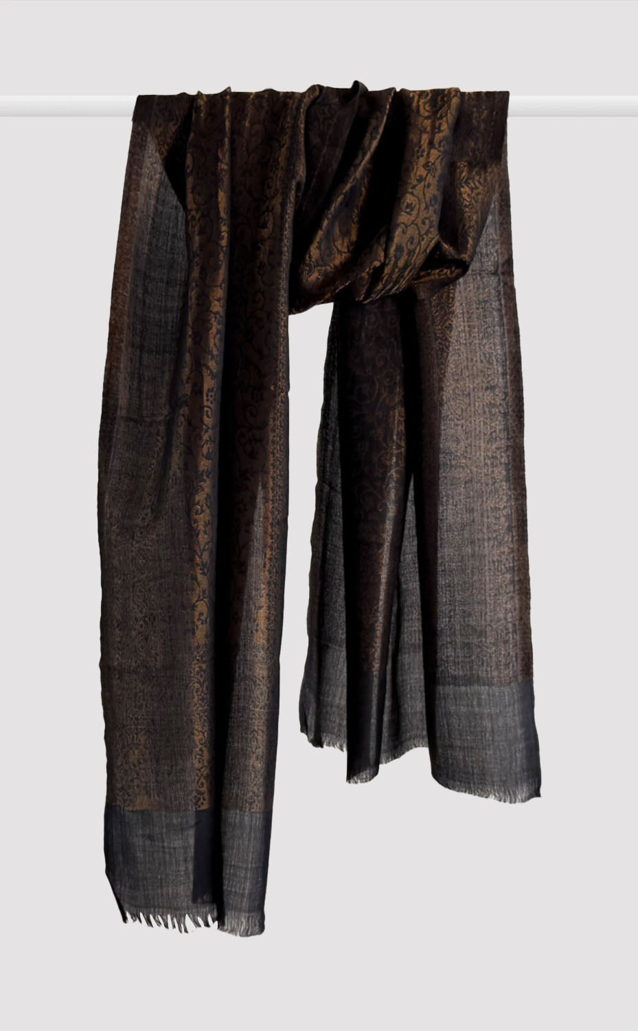 Black Paisley Motif Zari Stole