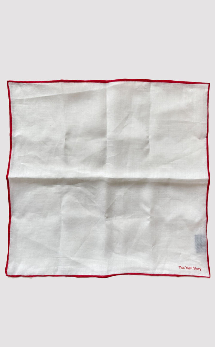 Maroon Border Linen Pocket Square