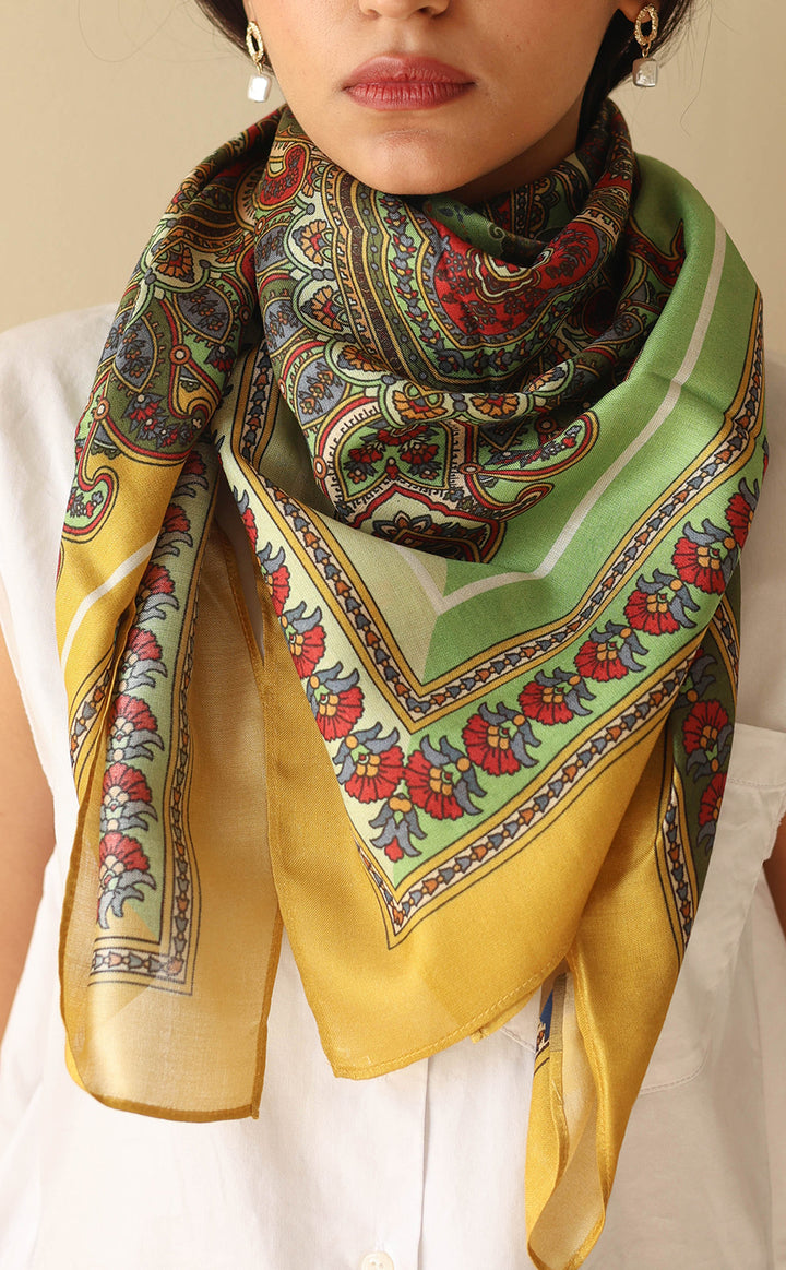 Canary Paisley Silk Scarf