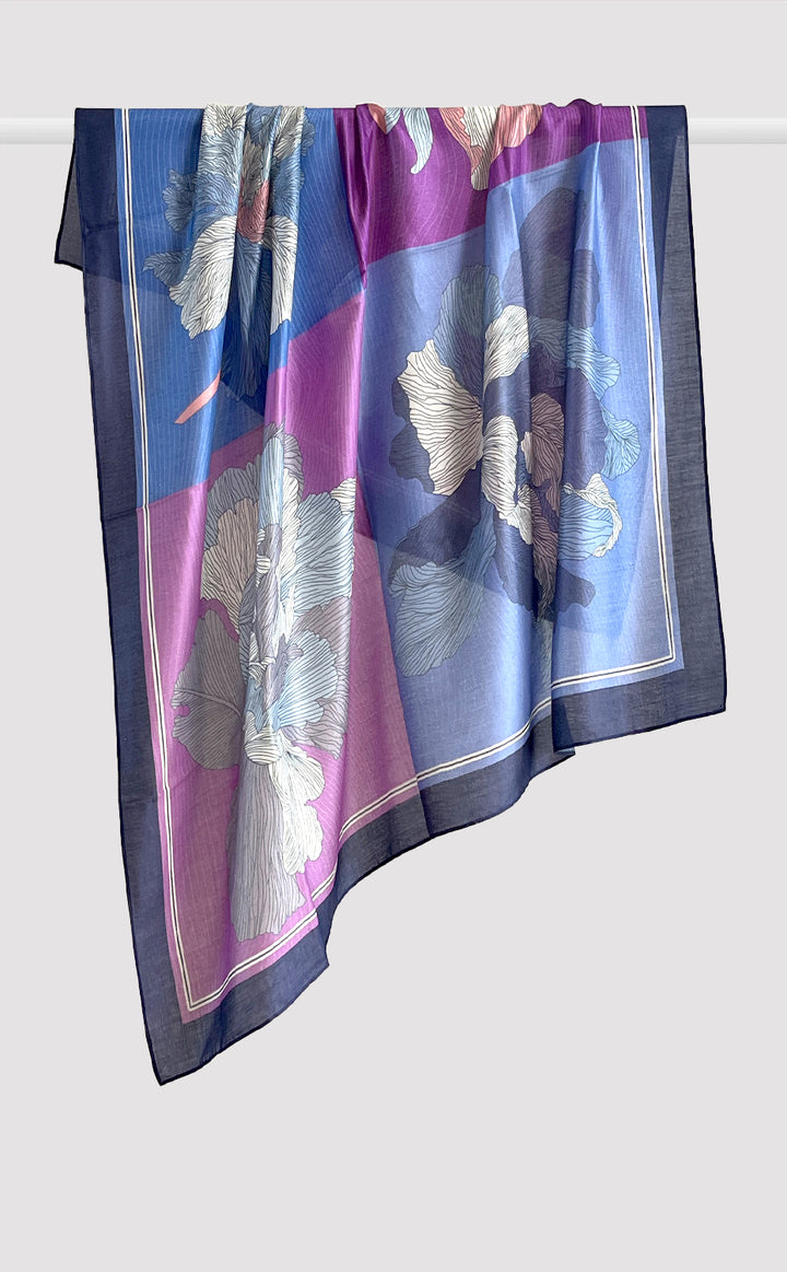 Indigo Bloom Silk Scarf