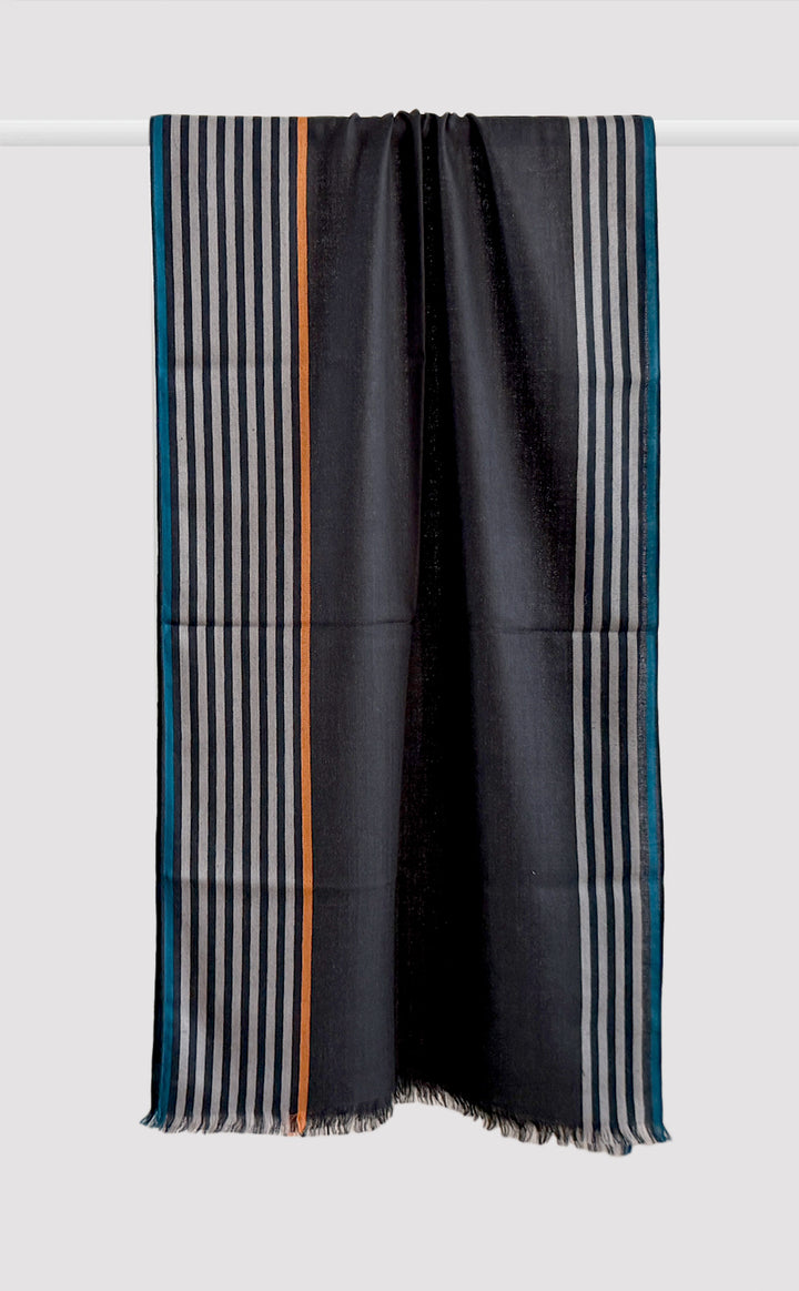 Charcoal Striped Merino Muffler