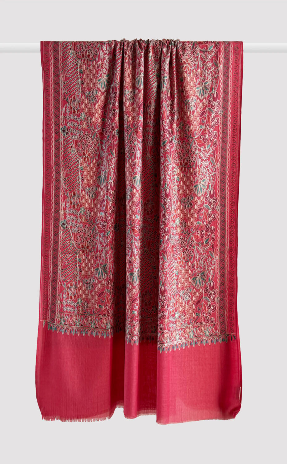 Rubine Spring Aari Embroidery Shawl