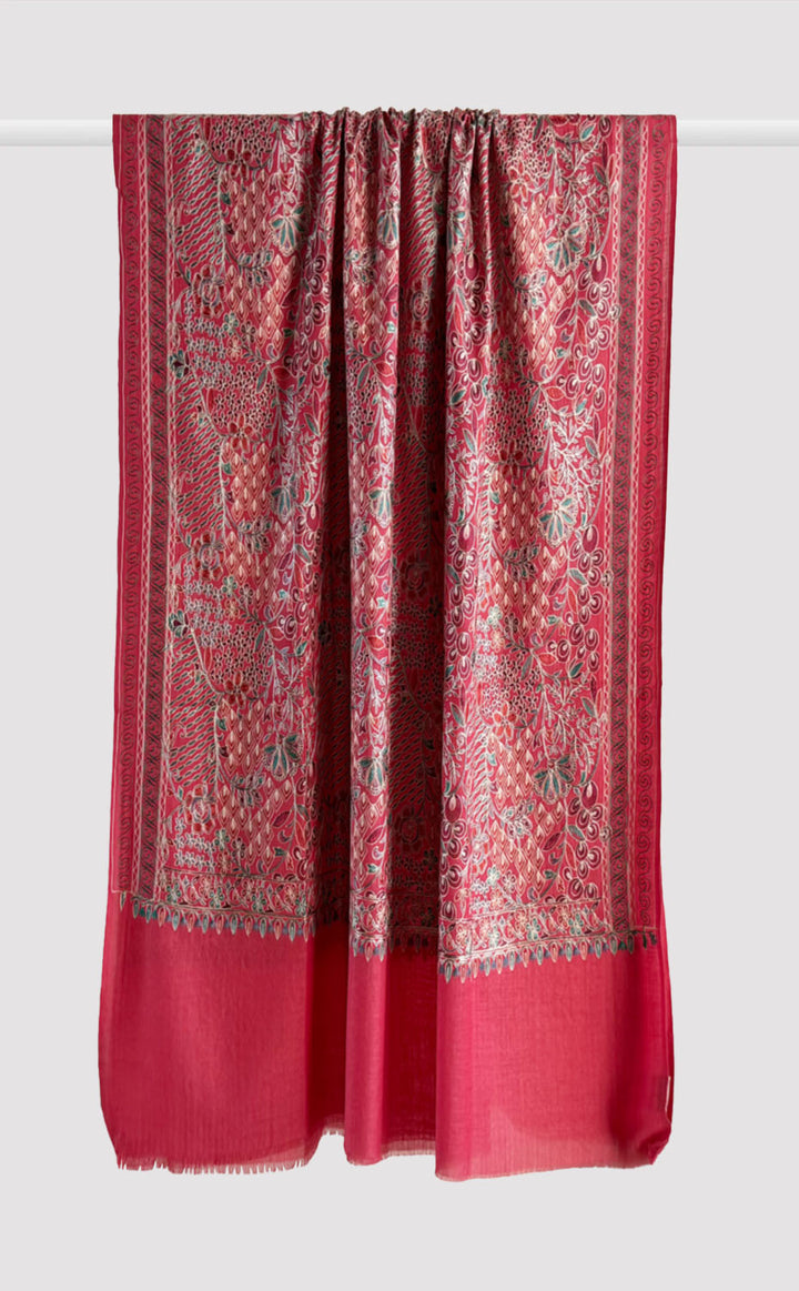 Rubine Spring Aari Embroidery Shawl
