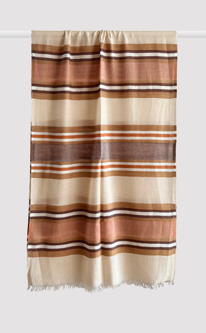 Mocha Stripes Merino Stole
