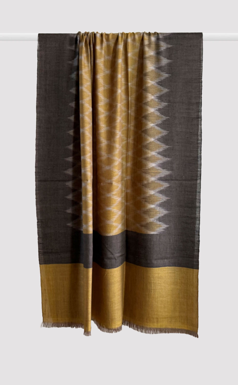 Pashmina Charcoal Gold Ikat Shawl