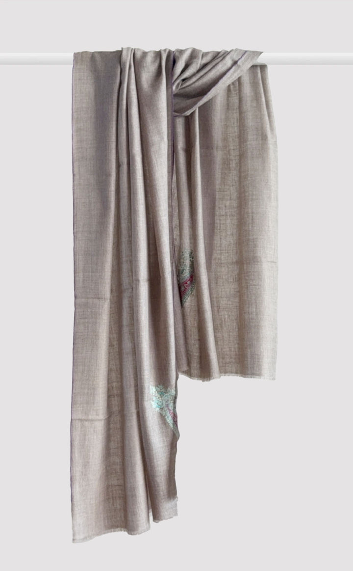 Pashmina Hand-Embroidered Oyster Stole