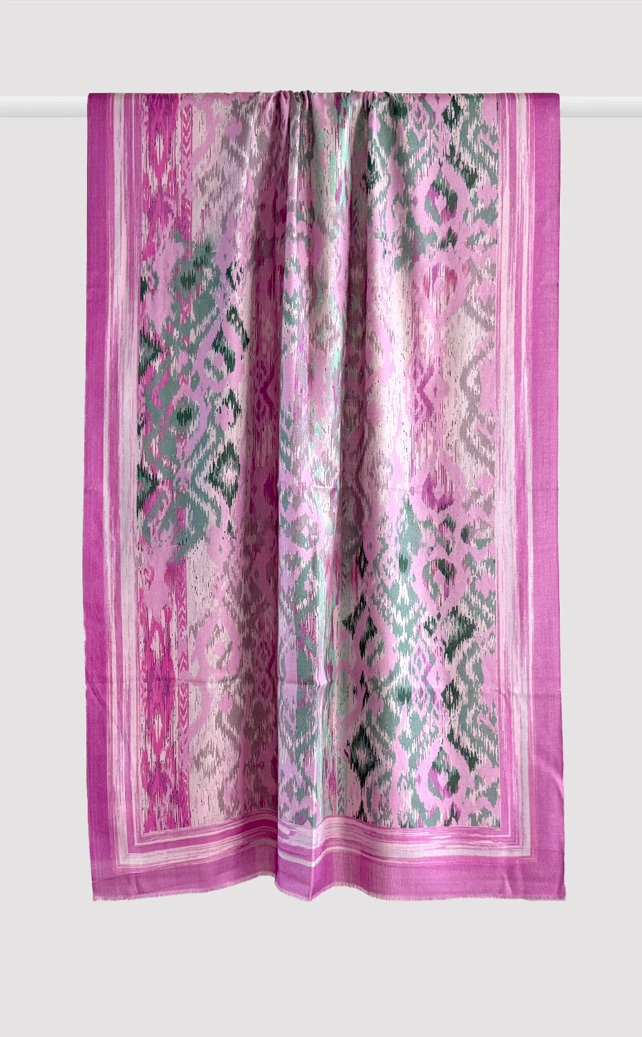 Fuchsia Garden Ikat Silk Stole