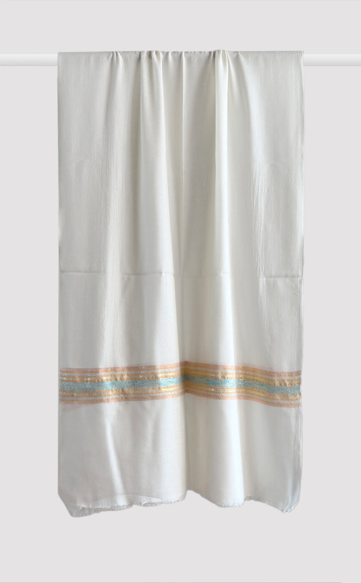 Cream Stripe Zari Stole