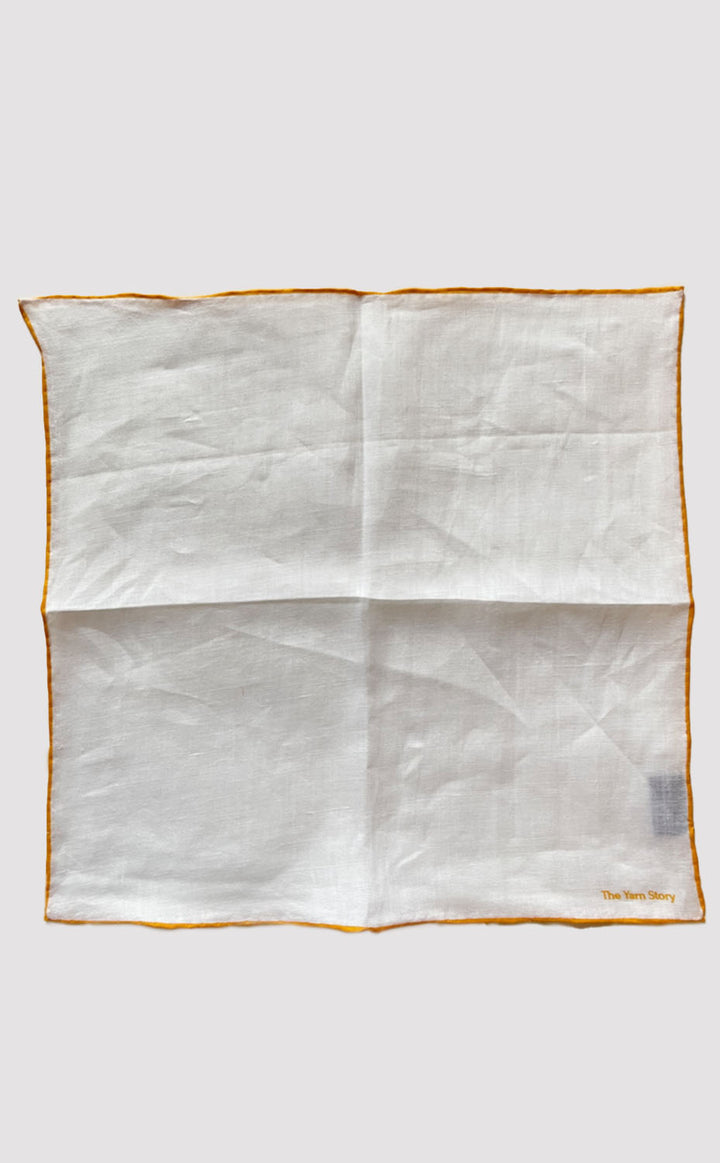 Yellow Border Linen Pocket Square