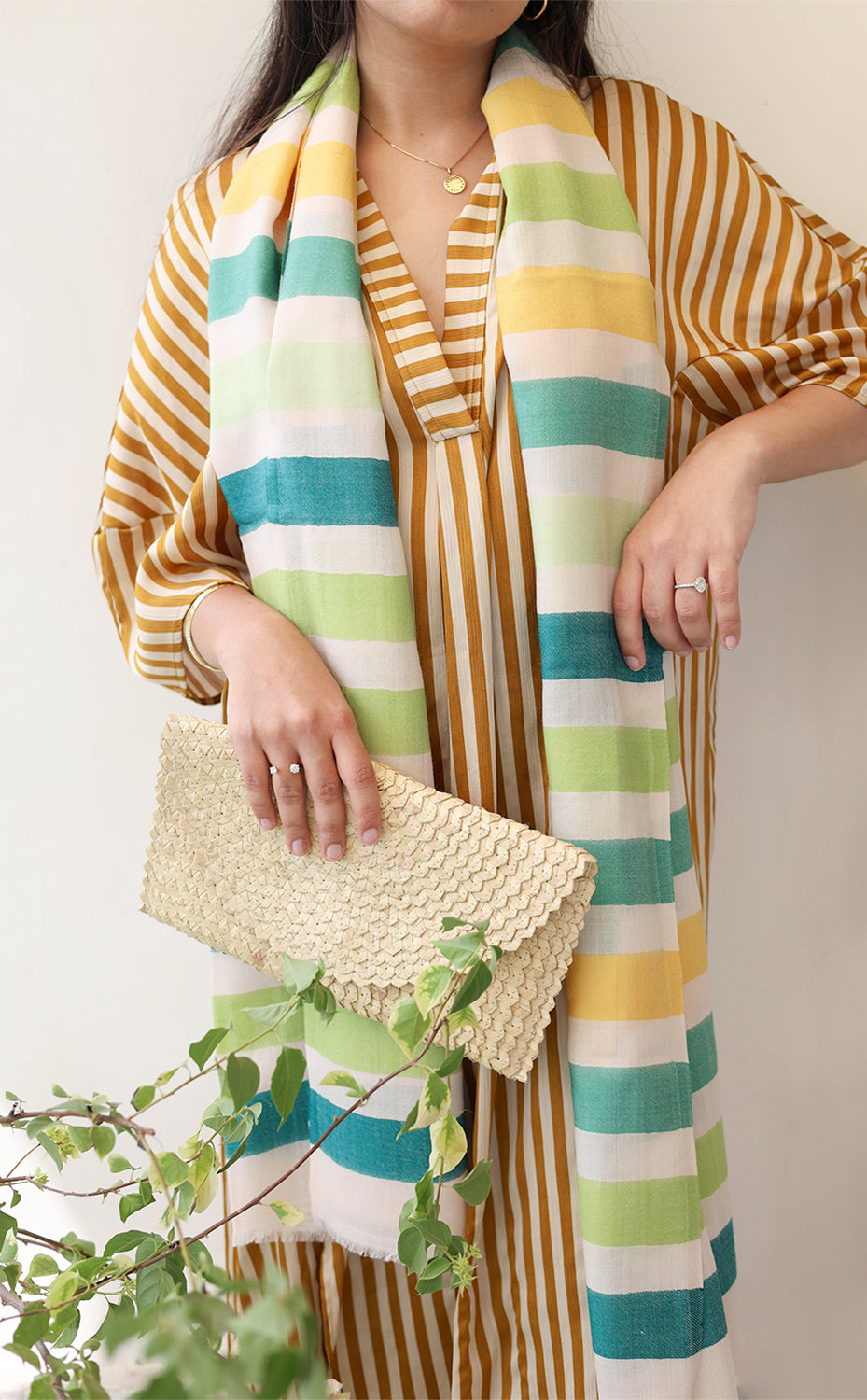 Lime Merino Strokes Stole