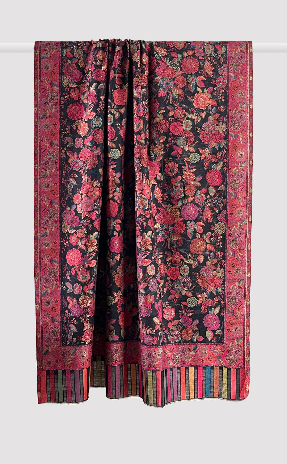 Black Floral Zari Kani Shawl