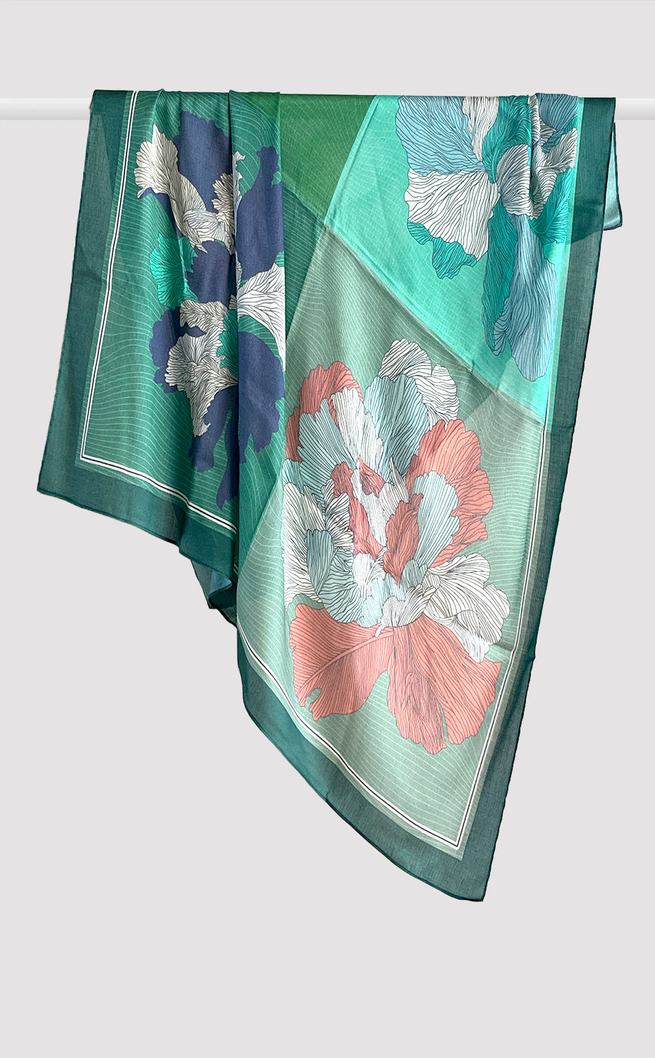 Jade Bloom Silk Scarf