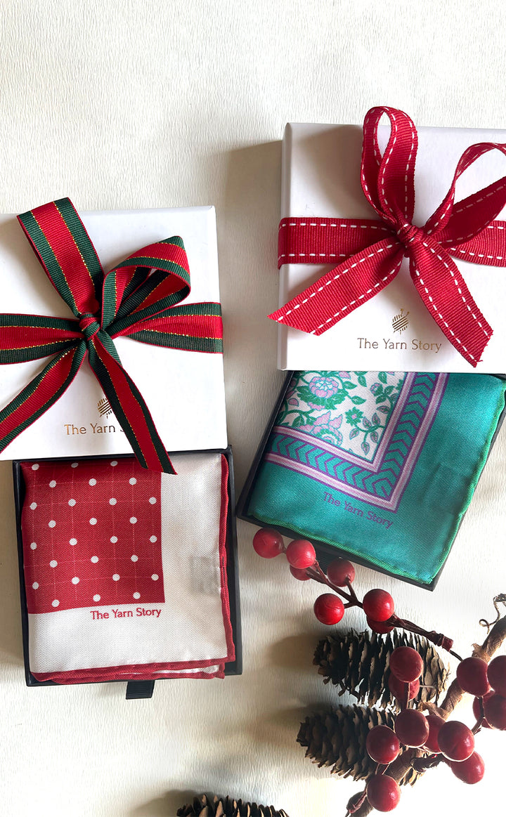 Scarlet Bloom Set of 2 Pocket Squares
