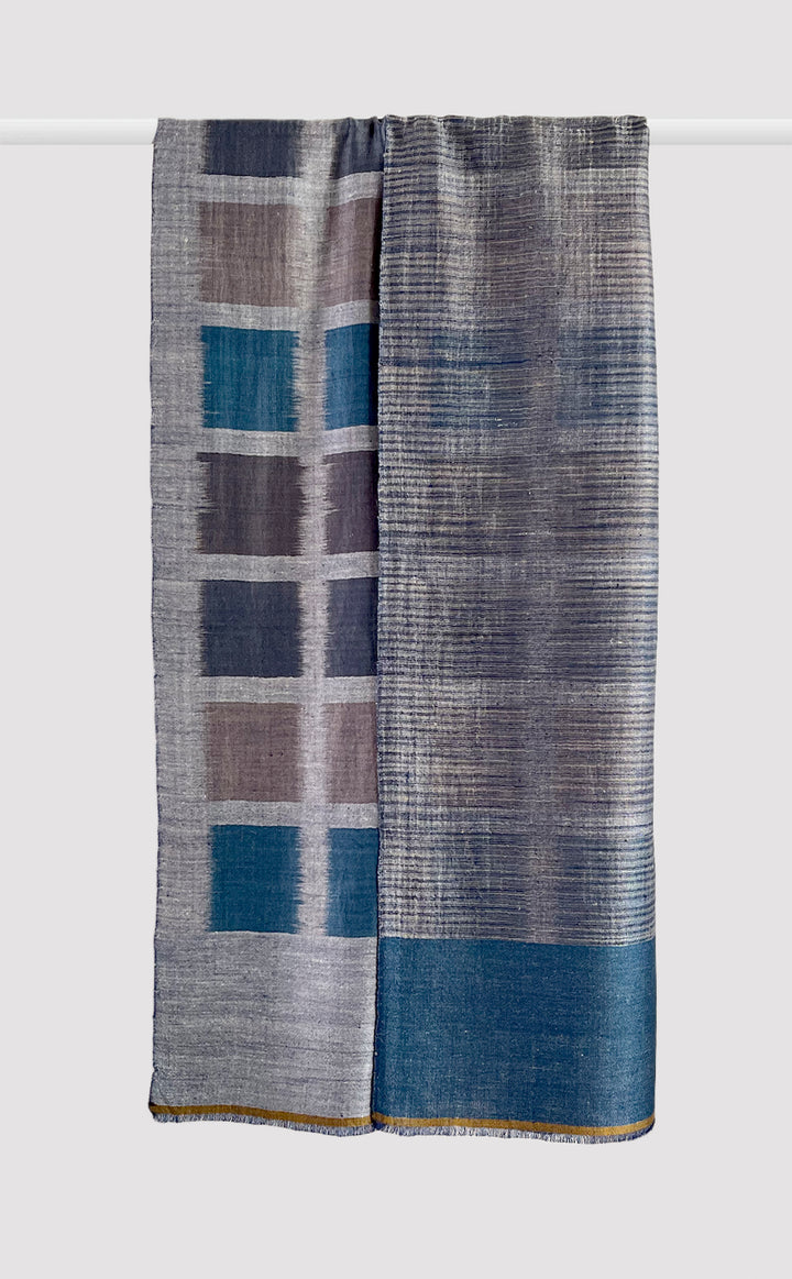 Pashmina Azure Ikat Reversible Shawl