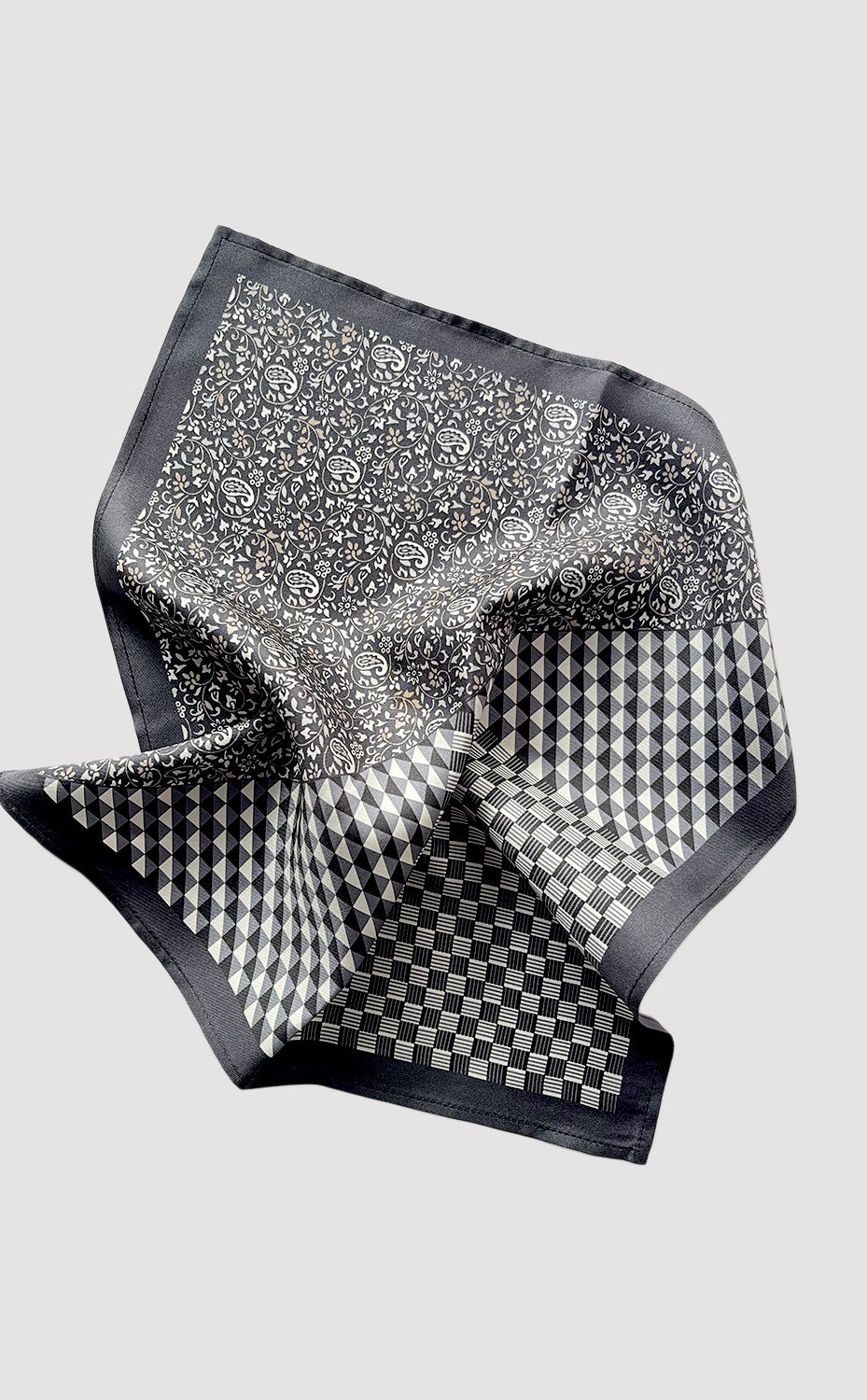 Micro Paisley Black Pocket Square