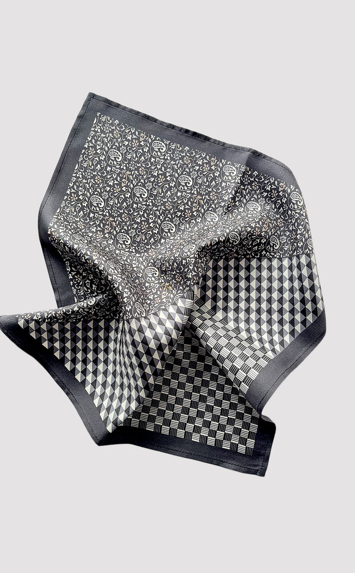 Micro Paisley Black Pocket Square