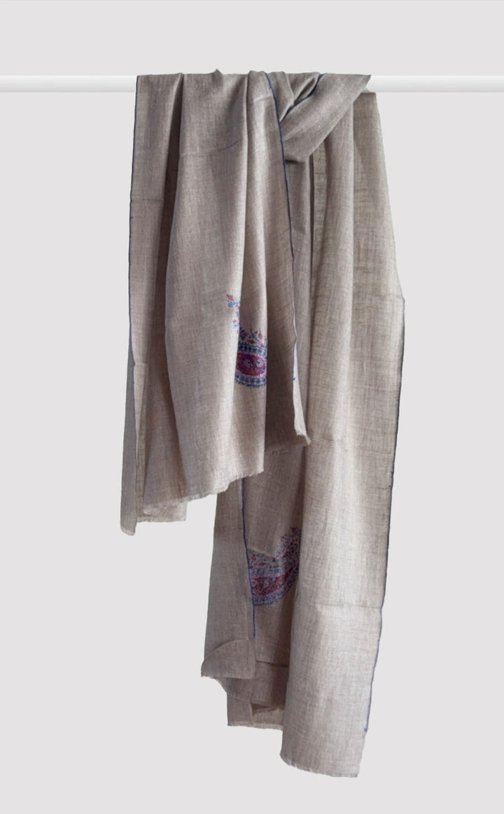 Pashmina Hand-Embroidered Dove Stole