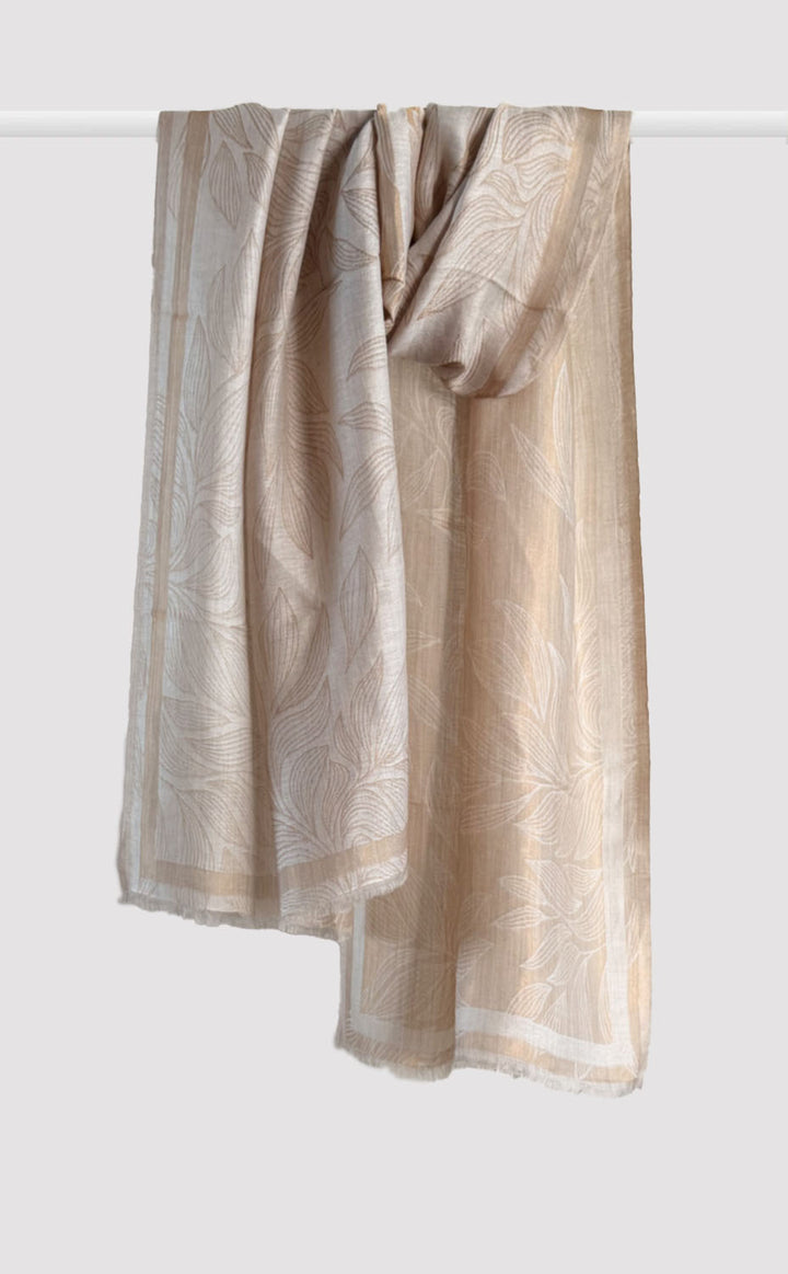Ivory Foliage Zari Stole