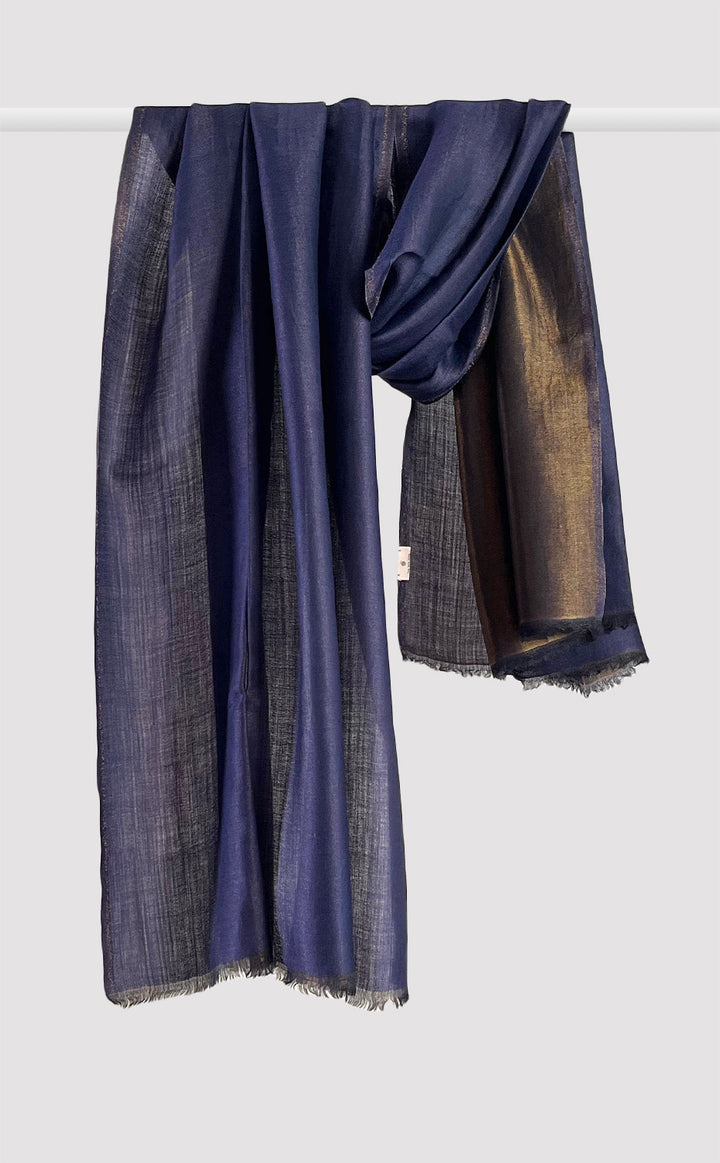 Zari Reversible Stole - Indigo