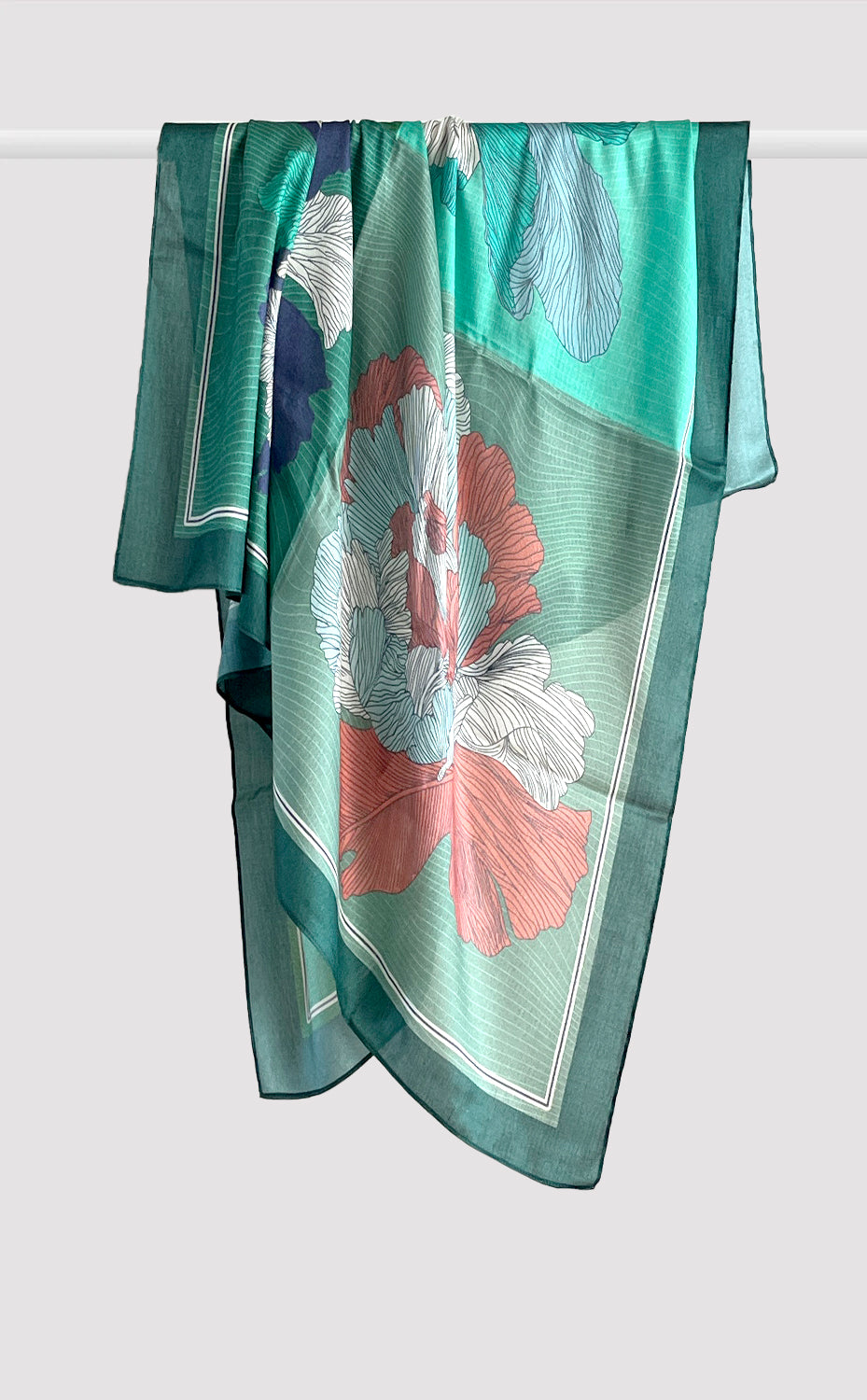 Jade Bloom Silk Scarf