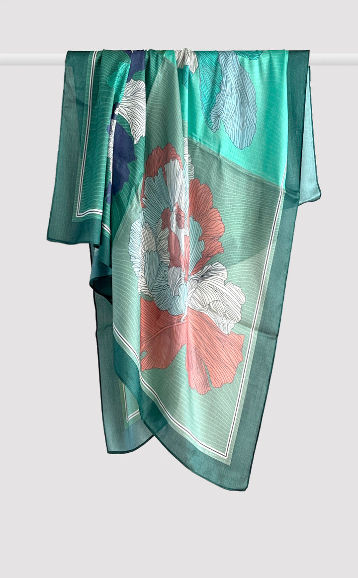 Jade Bloom Silk Scarf