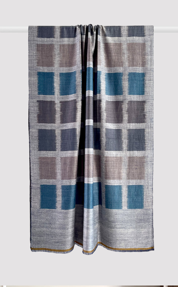 Pashmina Azure Ikat Reversible Shawl