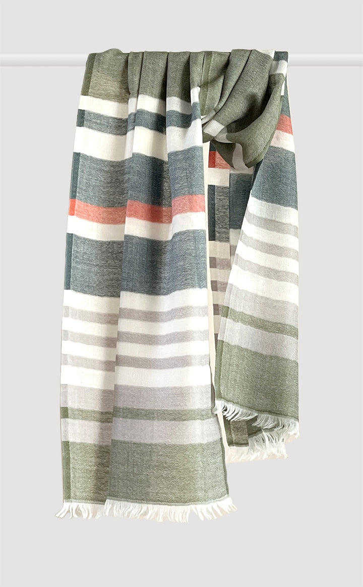 Olive Striped Merino Muffler