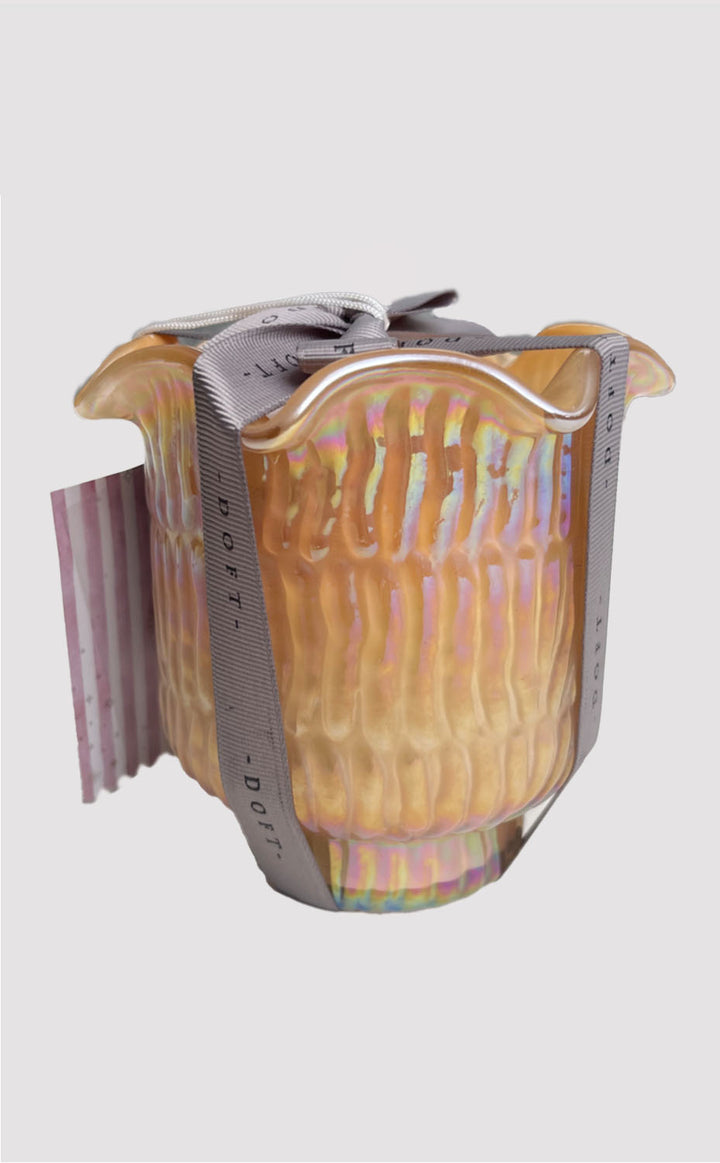 Flower Cut Votive Candle - Peach