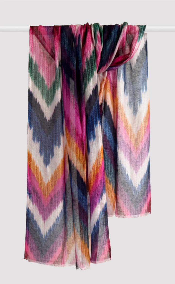 Aquamarine Chevron Linen Modal Stole