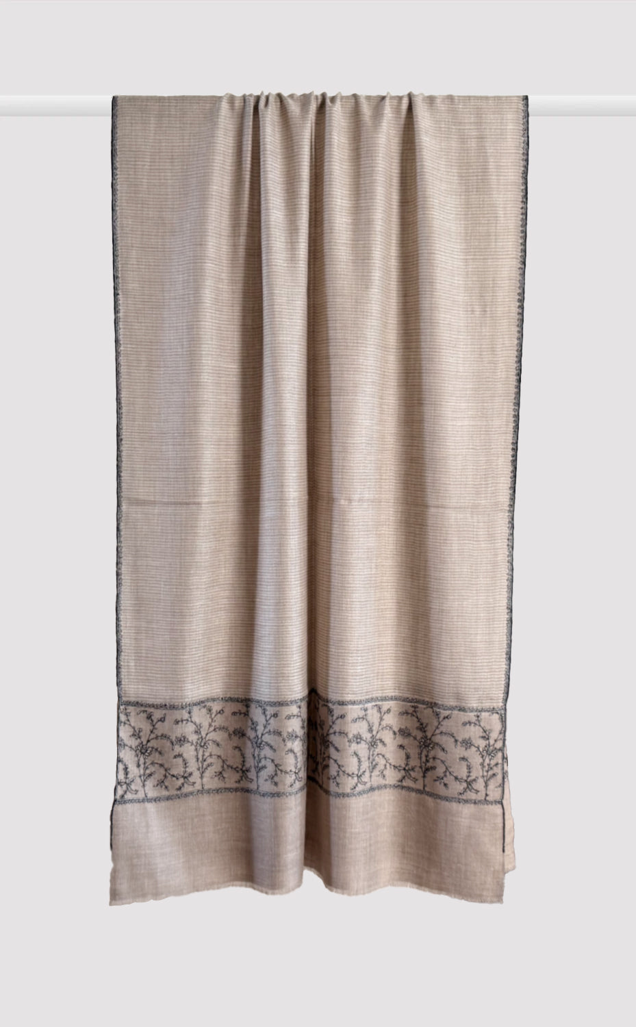 Pashmina Hand-Embroidered Midnight Ivy Stole