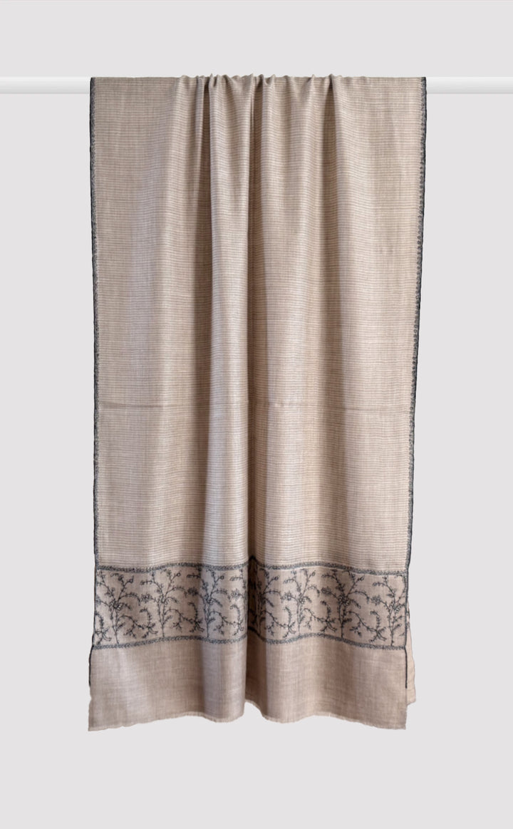 Pashmina Hand-Embroidered Midnight Ivy Stole