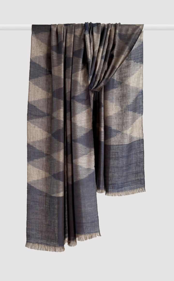 Pashmina Slate Quartz Ikat Shawl