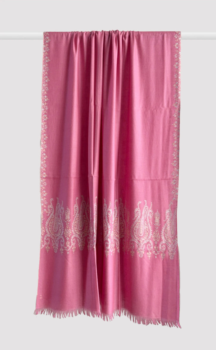 Pashmina Hand-Embroidered Flamingo Shawl
