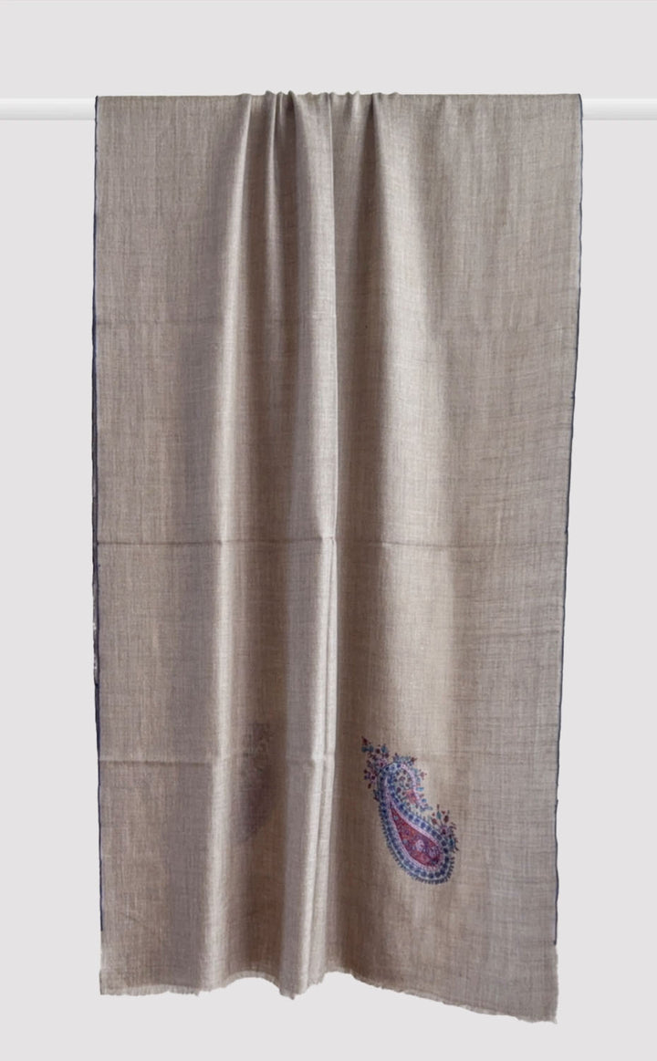Pashmina Hand-Embroidered Dove Stole