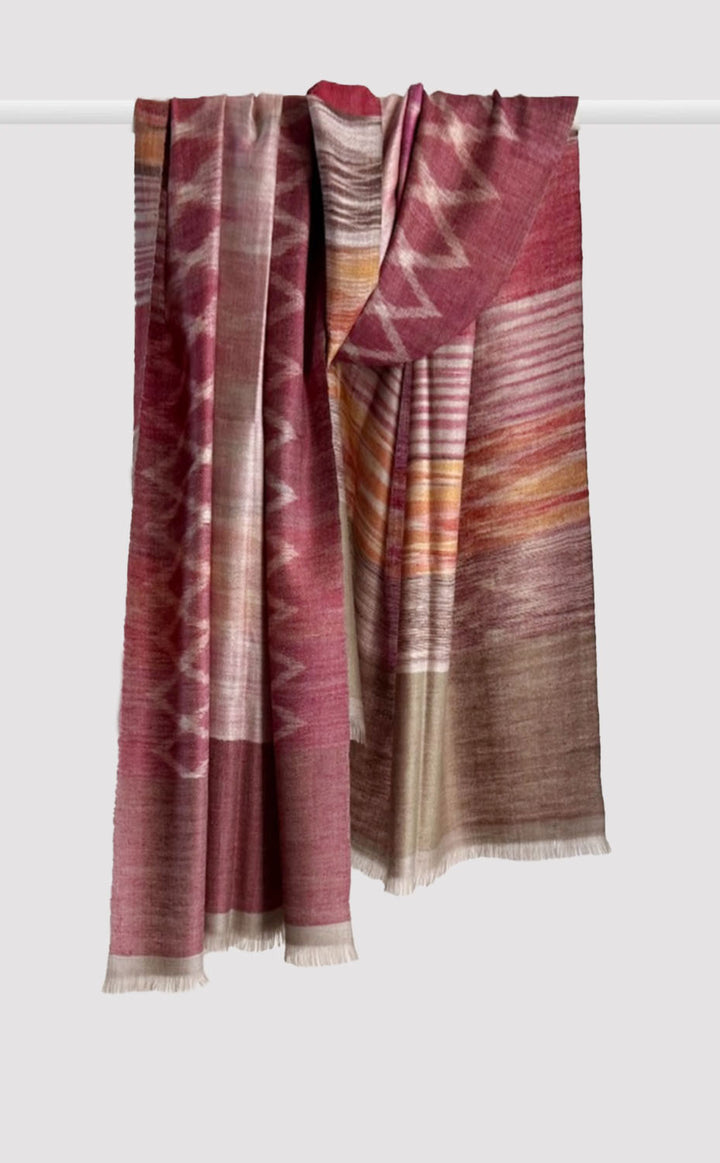 Pashmina Rubine Ikat Reversible Shawl