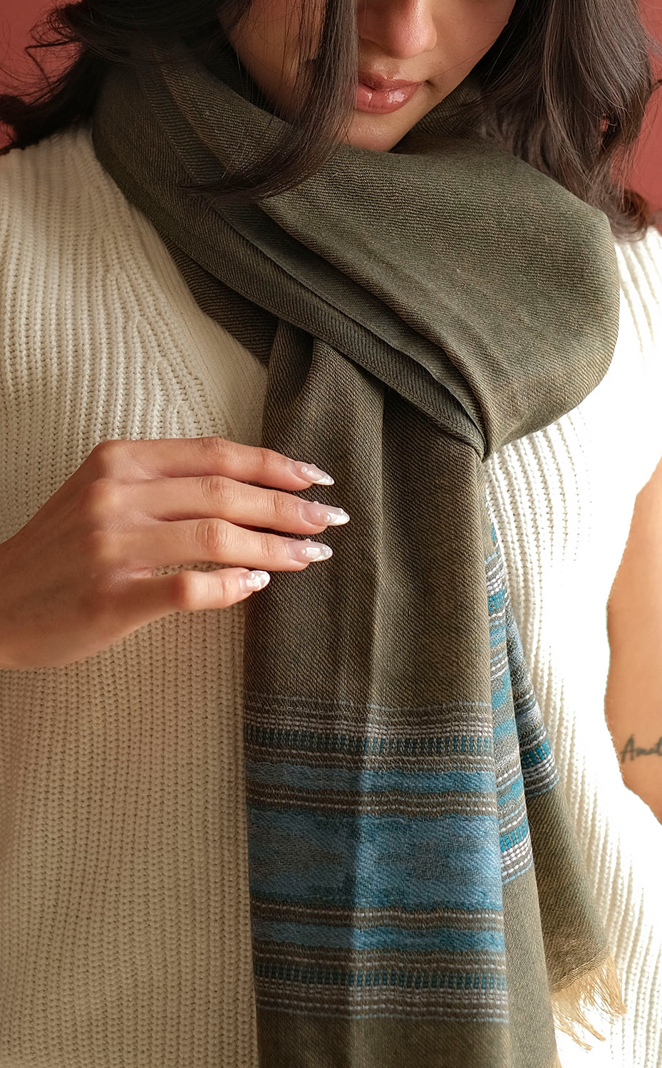 Olive Kilim Shawl