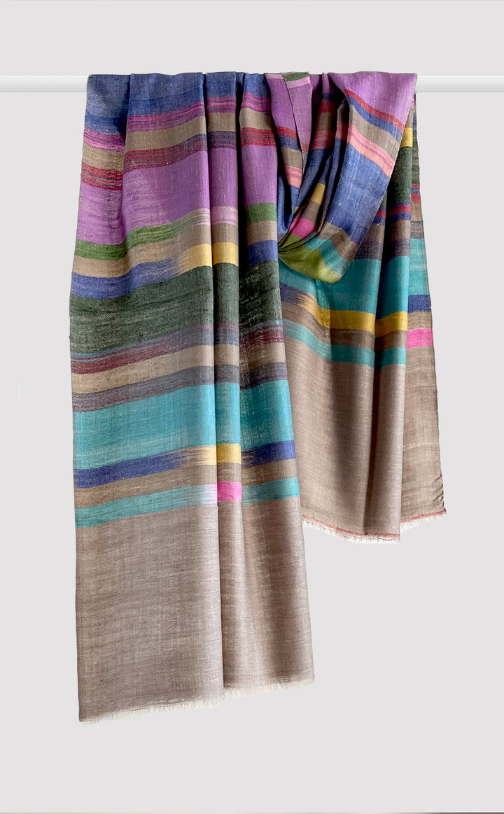 Pashmina Multicolor Rainbow Stripes Stole