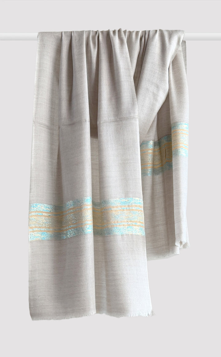 Stone Gray Stripe Zari Stole