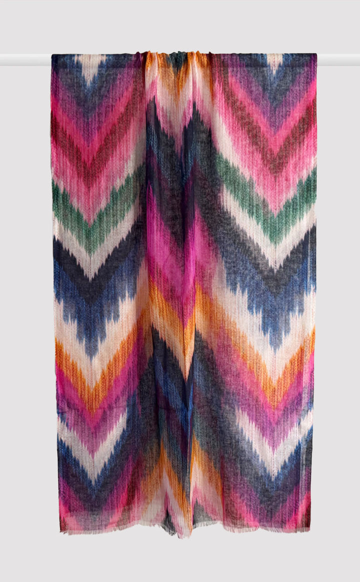 Aquamarine Chevron Linen Modal Stole