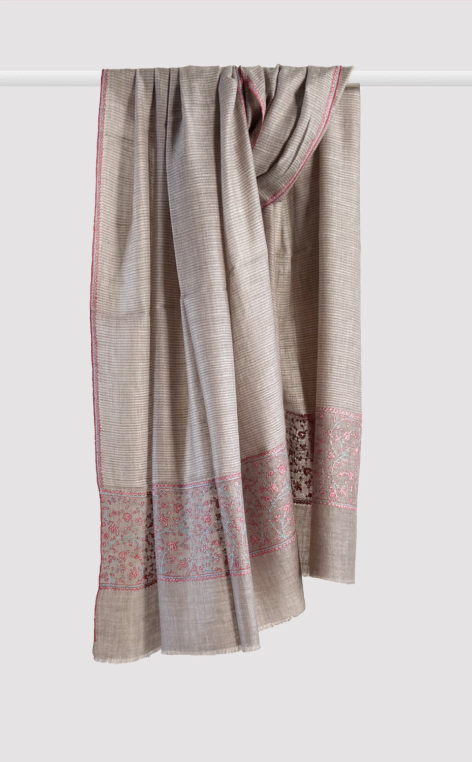 Pashmina Hand-Embroidered Rose Fern Stole